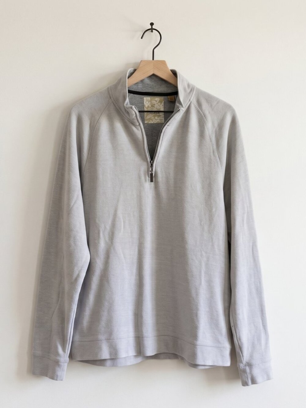 Tasso Elba Island Gray Quarter Zip Cotton Pullover Sweatshirt Men's XL